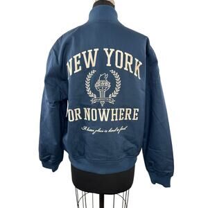 NYON New York or Nowhere University Navy Varsity Jacket Embroidered Medium M NEW